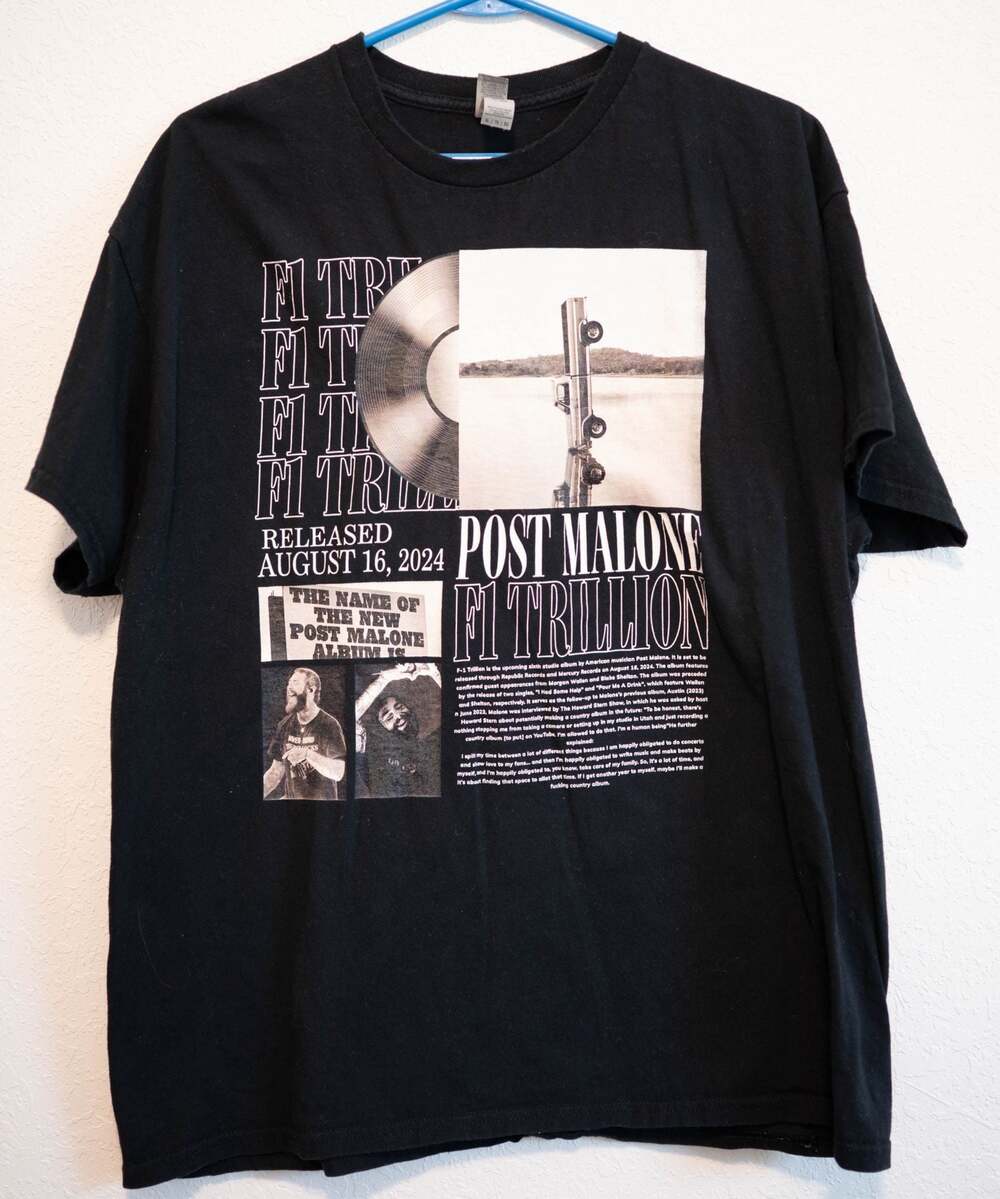 Post Malone F1 Trillion Album Promotional Graphic T-Shirt
